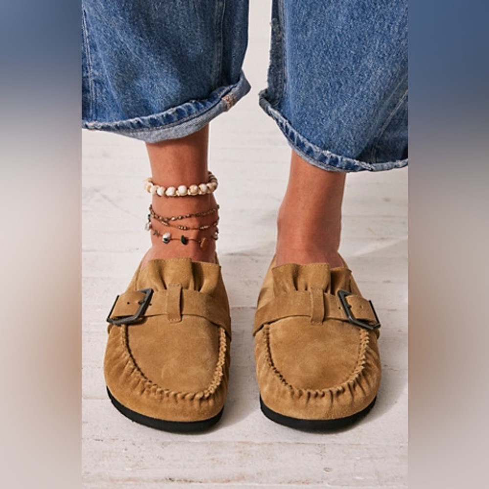 Free People After Riding Boston Suede Slide Mule Clogs Shoes sz 6.5